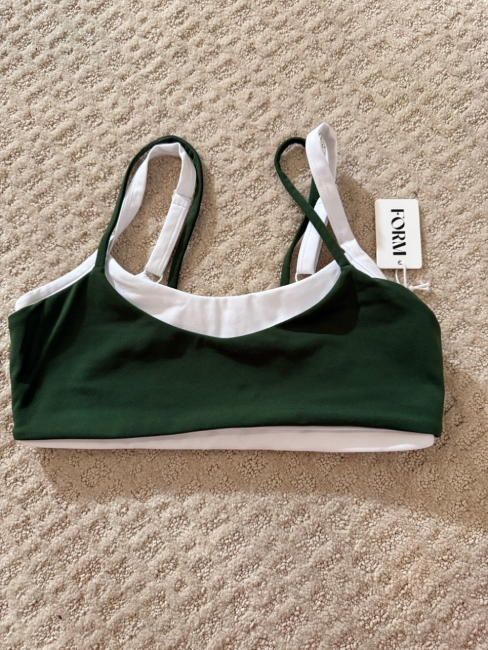 FORM Layered Green and White Sports bra